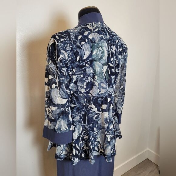 NEW R&M Richards Two Piece Formal Dress Set Sheer Periwinkle Blue Floral Size 6 - Picture 8 of 16